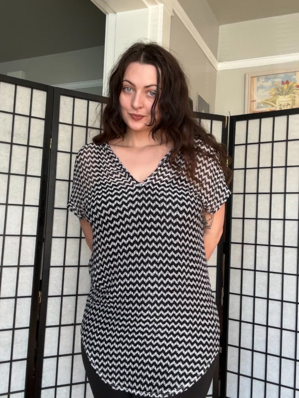 Y2K Netted Blouse (L) large black white mesh beach cute hoodie short sleeve boho